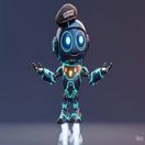Spark the robot explaining something with a raised hand