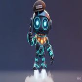 Spark the robot looking proud