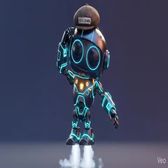 Spark the robot thinking, hand on his chin