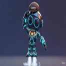 Spark the robot thinking, hand on his chin